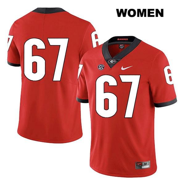 Georgia Bulldogs Women's Caleb Jones #67 NCAA No Name Legend Authentic Red Nike Stitched College Football Jersey YOV6156ZR